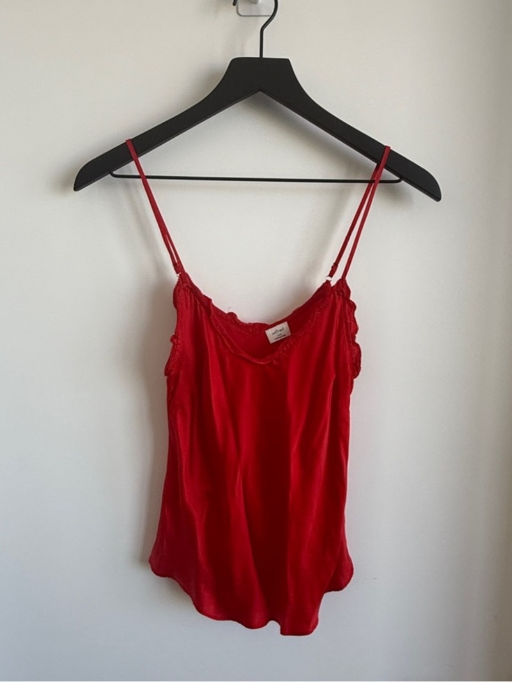 Aritzia Red Lace-Trim Silk Camisole